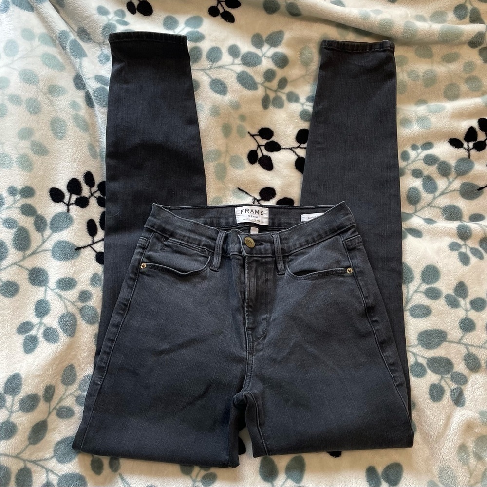 FRAME Le High Skinny Charcoal Faded Grey 25
